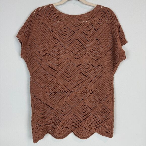 Madeleine Knit Boat Neck Sweater Brown L 10/12 - Picture 4 of 8